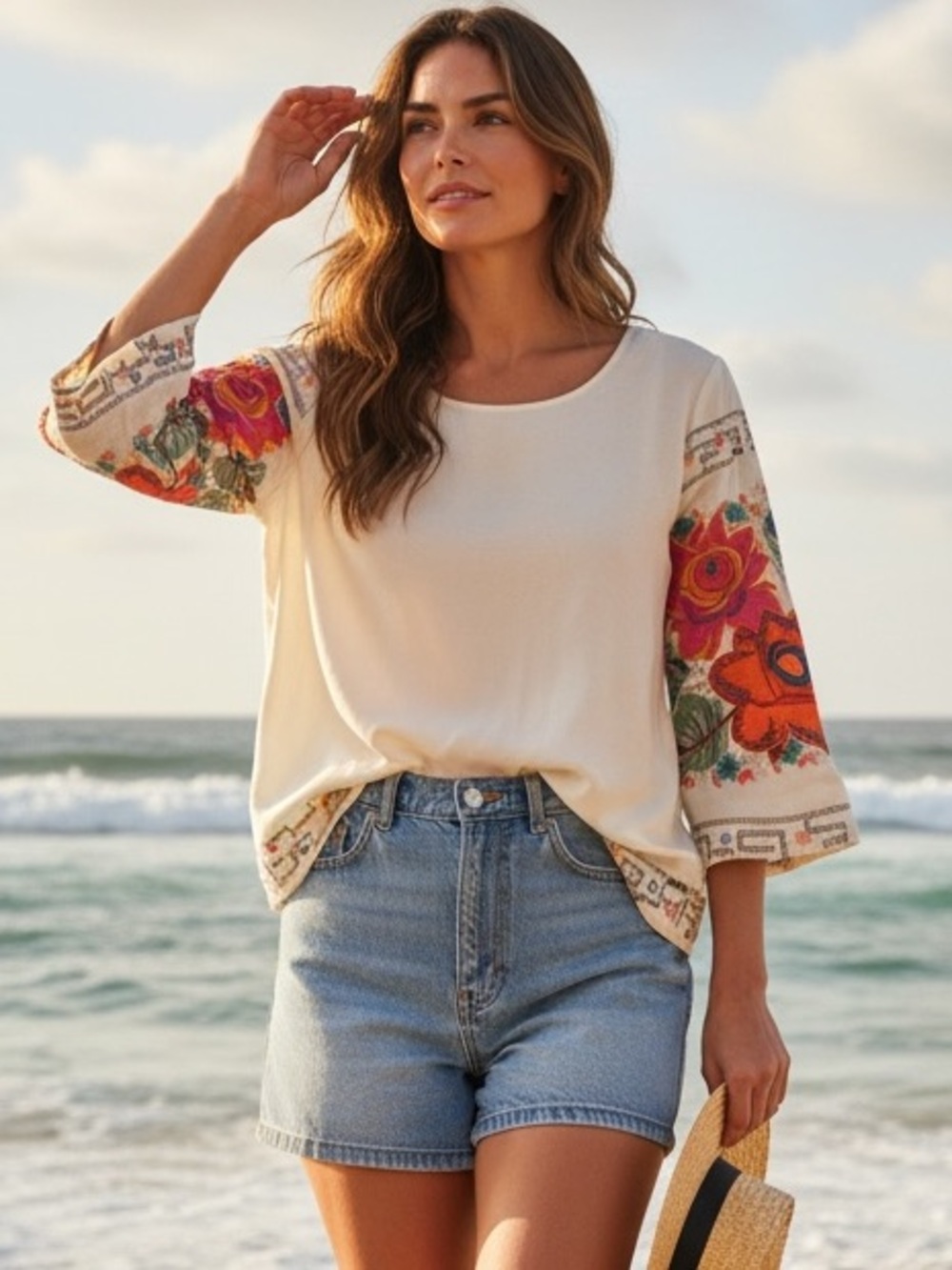 Silk blouse with gorgeous flower embroidery